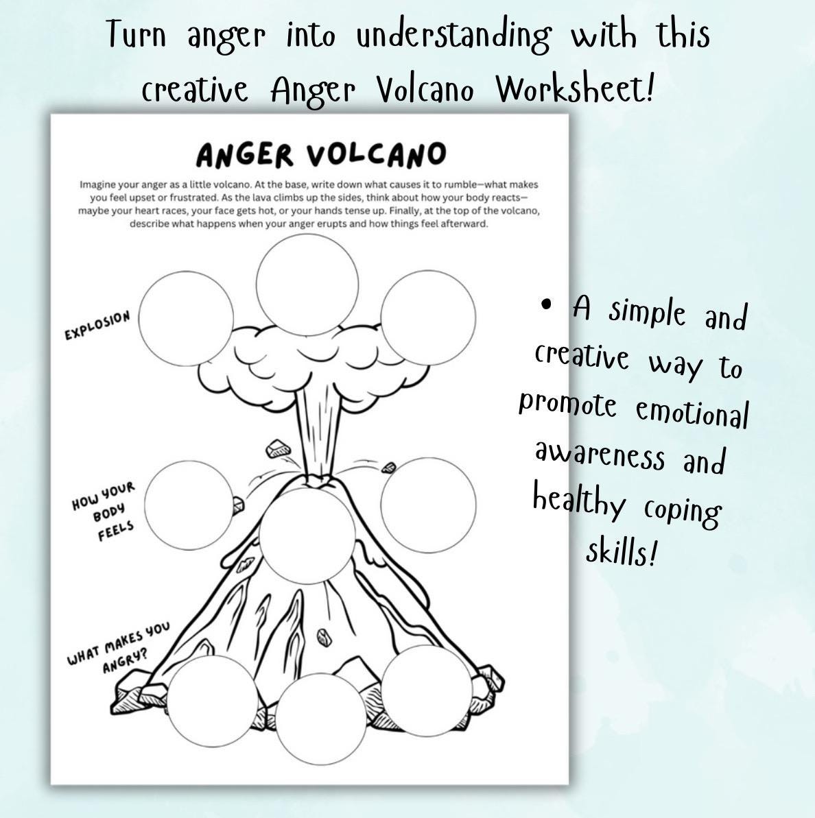 Anger Volcano Worksheet: Emotional Regulation Tool (PDF)