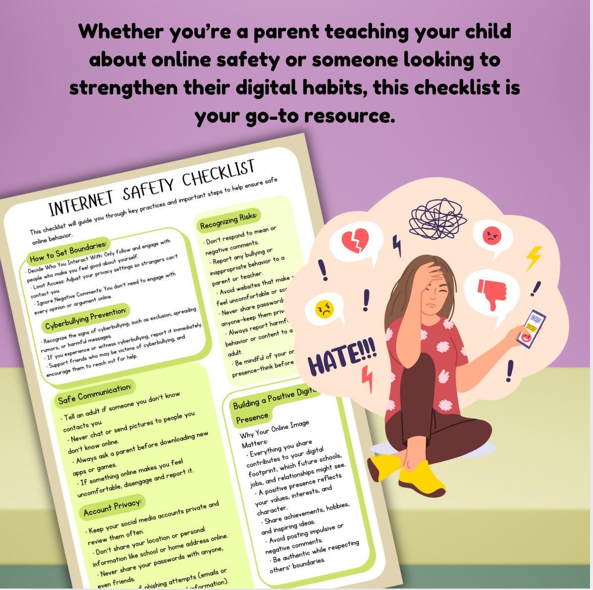 Online Child Safety Guide Cyberbullying Digital Device Tech Agreement Harmful Internet Behavior