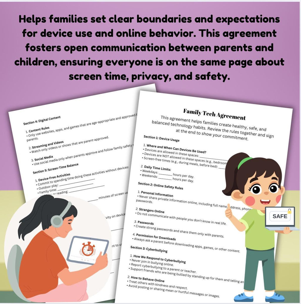 Online Child Safety Guide Cyberbullying Digital Device Tech Agreement Harmful Internet Behavior