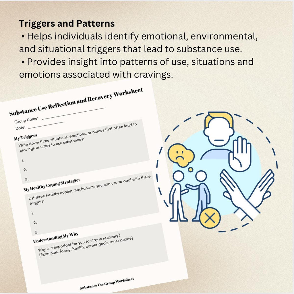 Substance Use Recovery Worksheet: Reflection & Triggers (PDF)