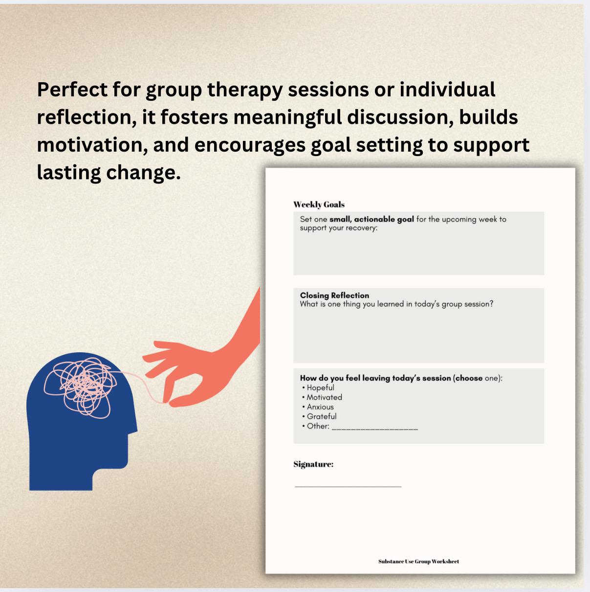 Substance Use Recovery Worksheet: Reflection & Triggers (PDF)