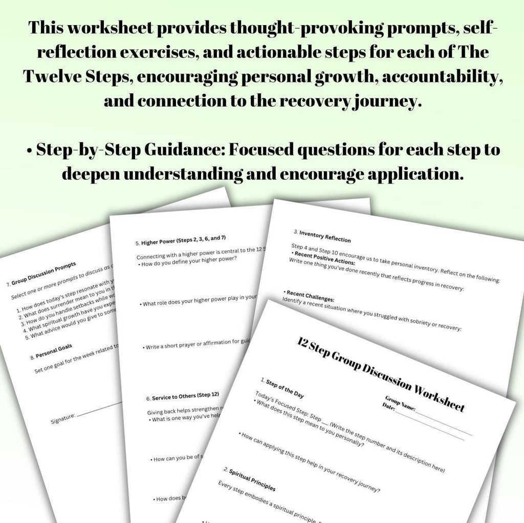 Twelve Steps Recovery Worksheet: Group Discussion & Principles (PDF)