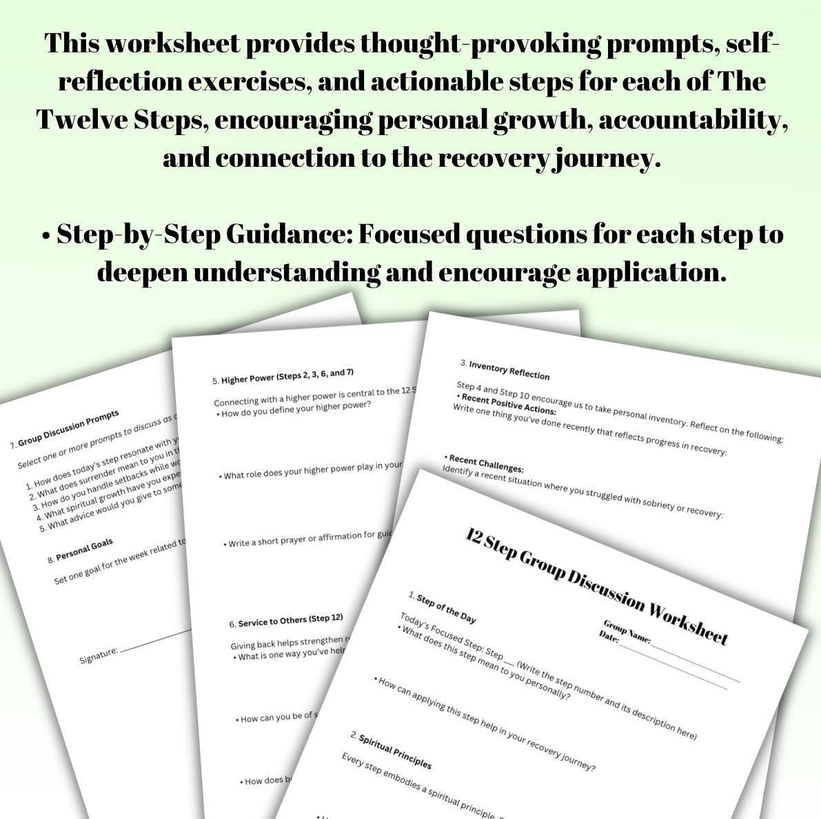 Twelve Steps Recovery Worksheet: Group Discussion & Principles (PDF)