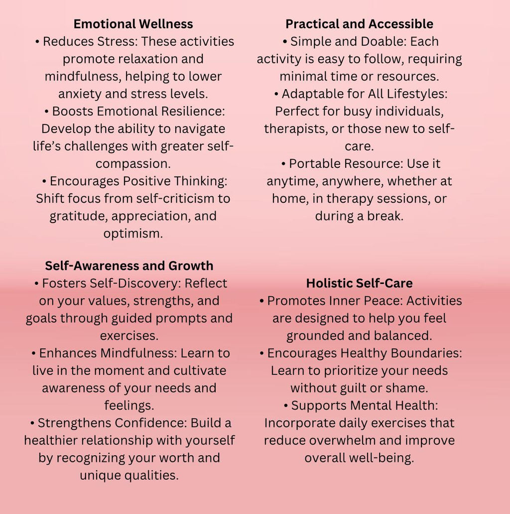Self-Love Toolkit: 100+ Emotional Wellness Activities (Printable Therapy Handout)