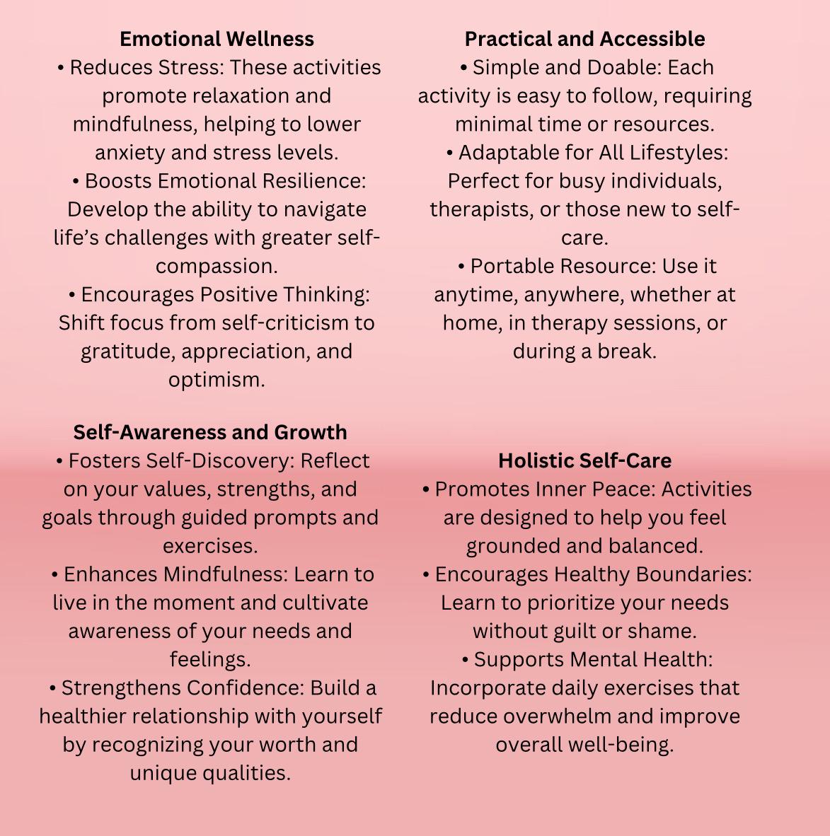 Self-Love Toolkit: 100+ Emotional Wellness Activities (Printable Therapy Handout)