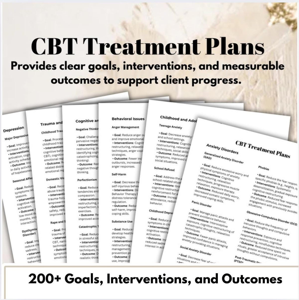 CBT Treatment Plan Guide: Roadmap for Therapy Mental Health, Therapists Resource (PDF)