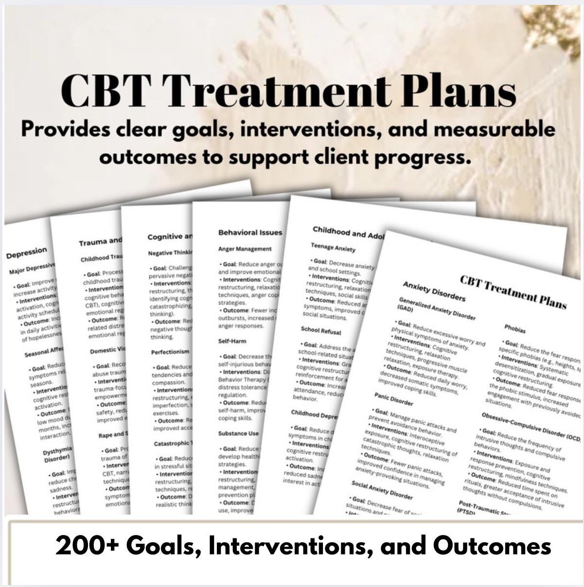 CBT Treatment Plan Guide: Roadmap for Therapy Mental Health, Therapists Resource (PDF)