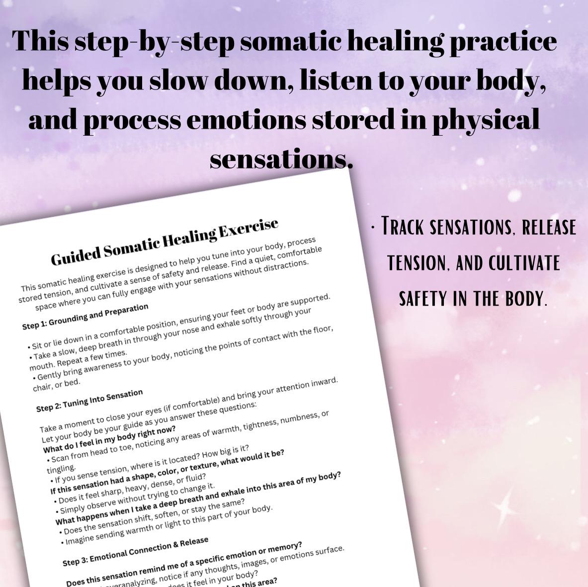 Somatic Journey Somatic Questions Guided Exercise Body Awareness and Emotional Release Self Discovery Tool