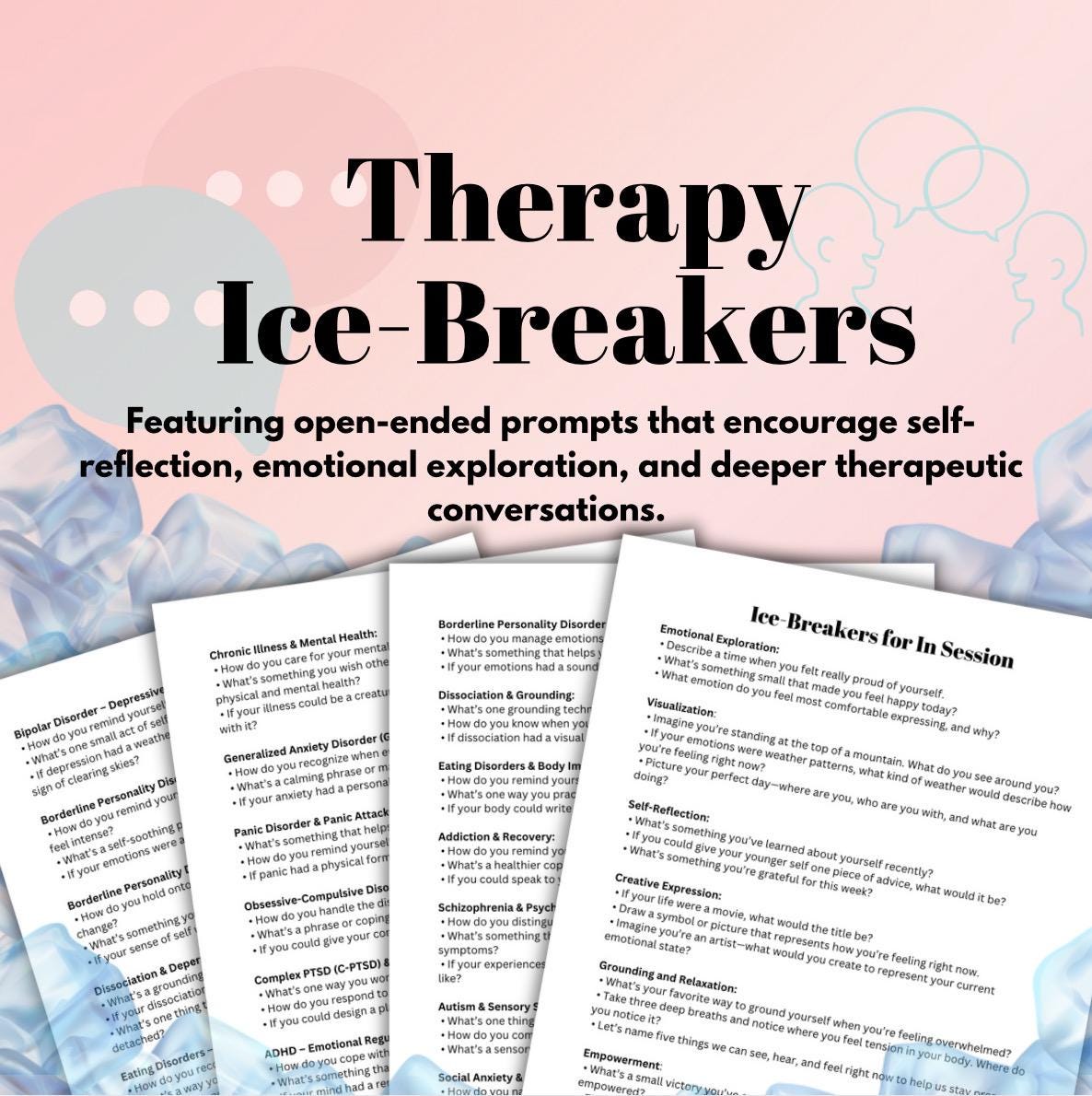 Therapy Icebreaker Prompts: Mental Health Conversation Starters (PDF)