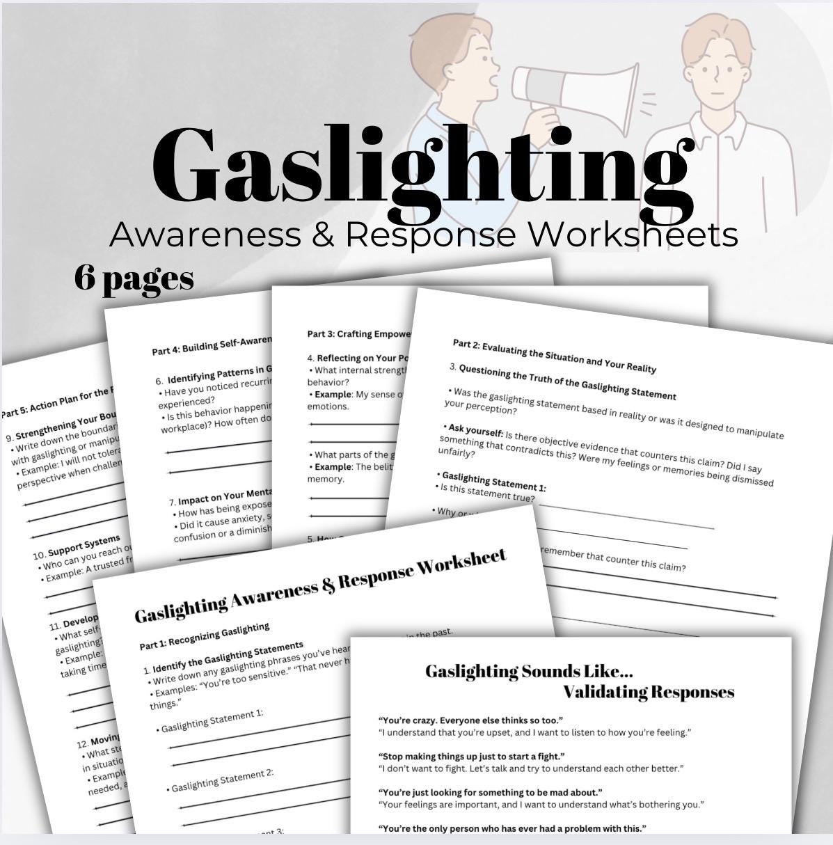 Gaslighting Worksheet Awareness and Responses Mental Health Challenging Relationships
