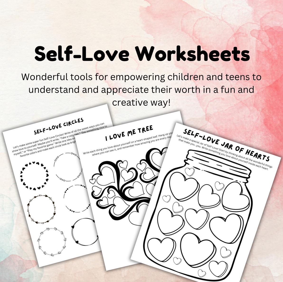 Self-Love Worksheets: Kids & Teens Confidence Activity (Digital Download)