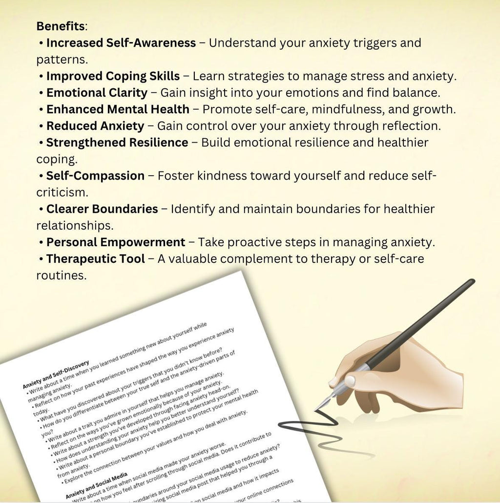 Anxiety Journaling Prompts Emotional Processing Therapy Tool Anxiety Relief Panic Attack Regulation Resource