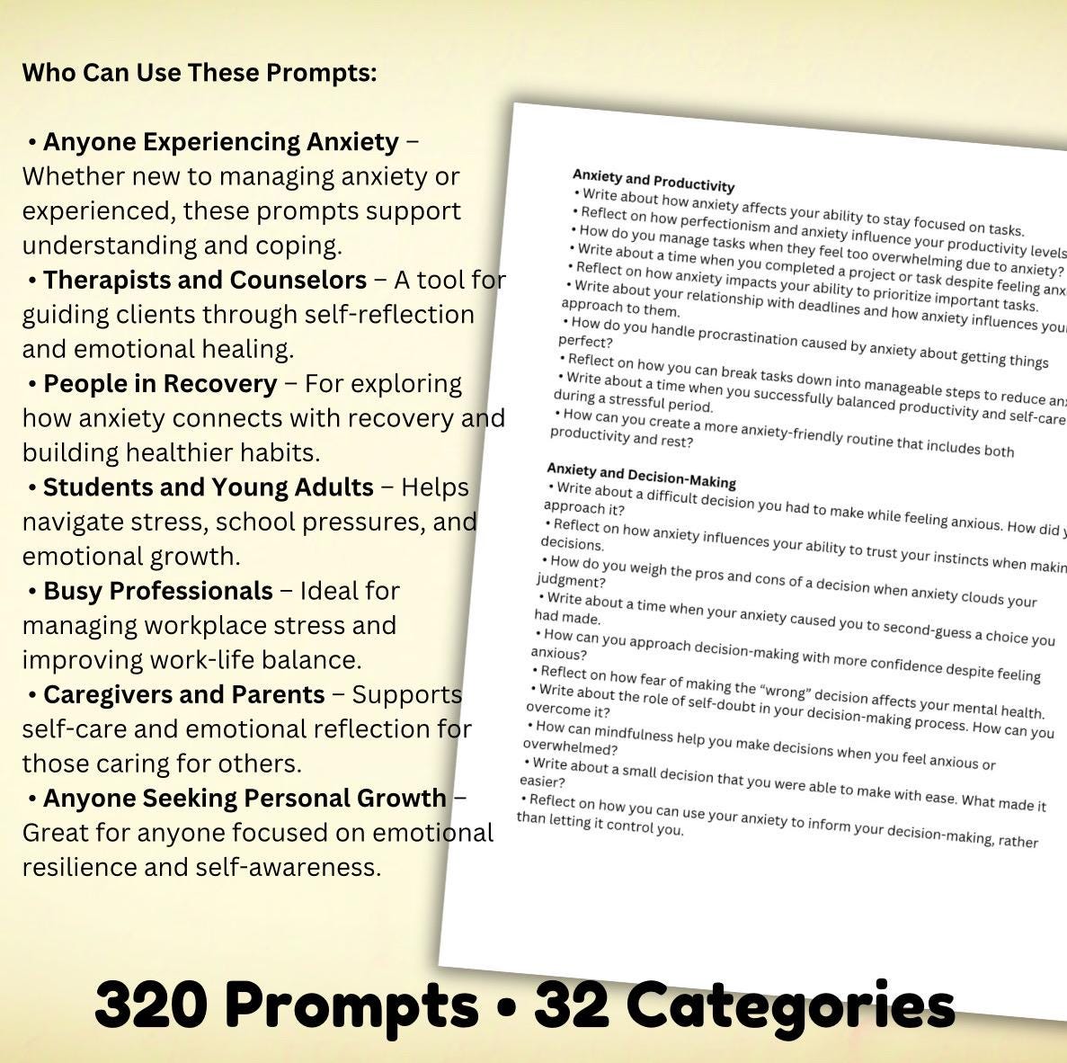 Anxiety Journaling Prompts Emotional Processing Therapy Tool Anxiety Relief Panic Attack Regulation Resource