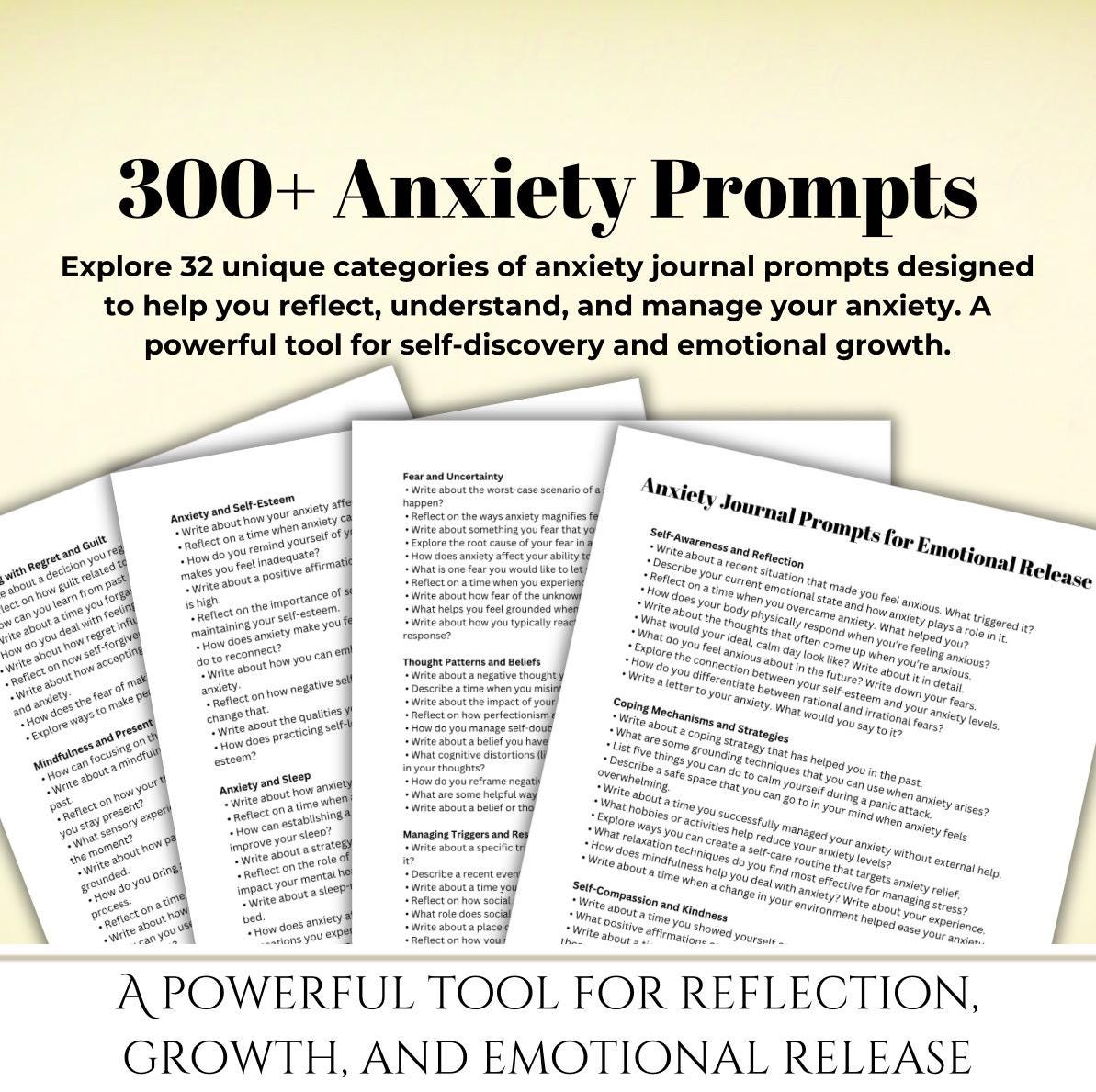 Anxiety Journaling Prompts Emotional Processing Therapy Tool Anxiety Relief Panic Attack Regulation Resource
