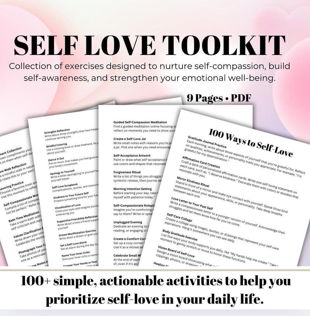 Self-Love Toolkit: 100+ Emotional Wellness Activities (Printable Therapy Handout)