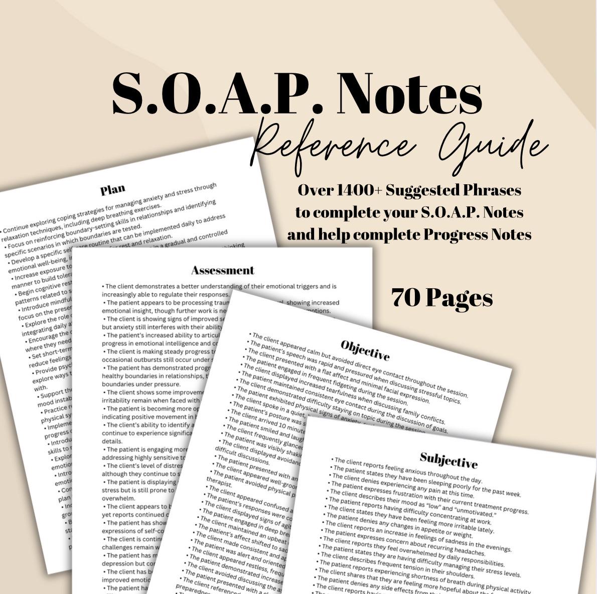SOAP Notes Examples | Therapy Progress Notes Template (Digital Download)