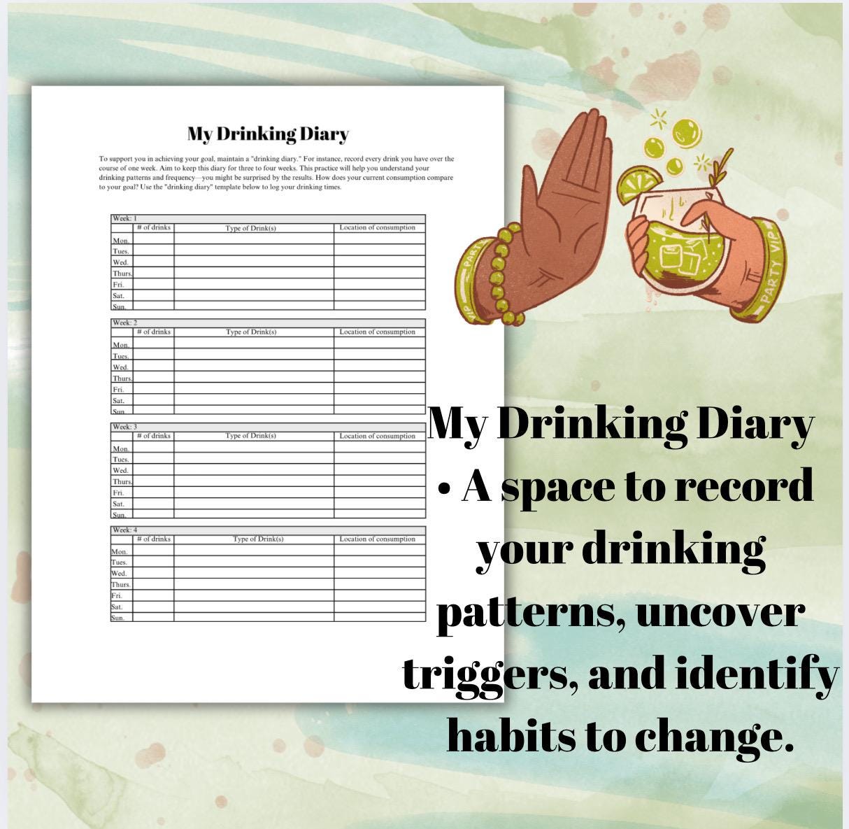 Alcohol Reset Guide: Habit Tracker & Drinking Diary (PDF)