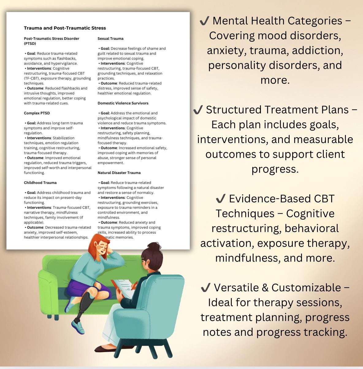CBT Treatment Plan Guide: Roadmap for Therapy Mental Health, Therapists Resource (PDF)