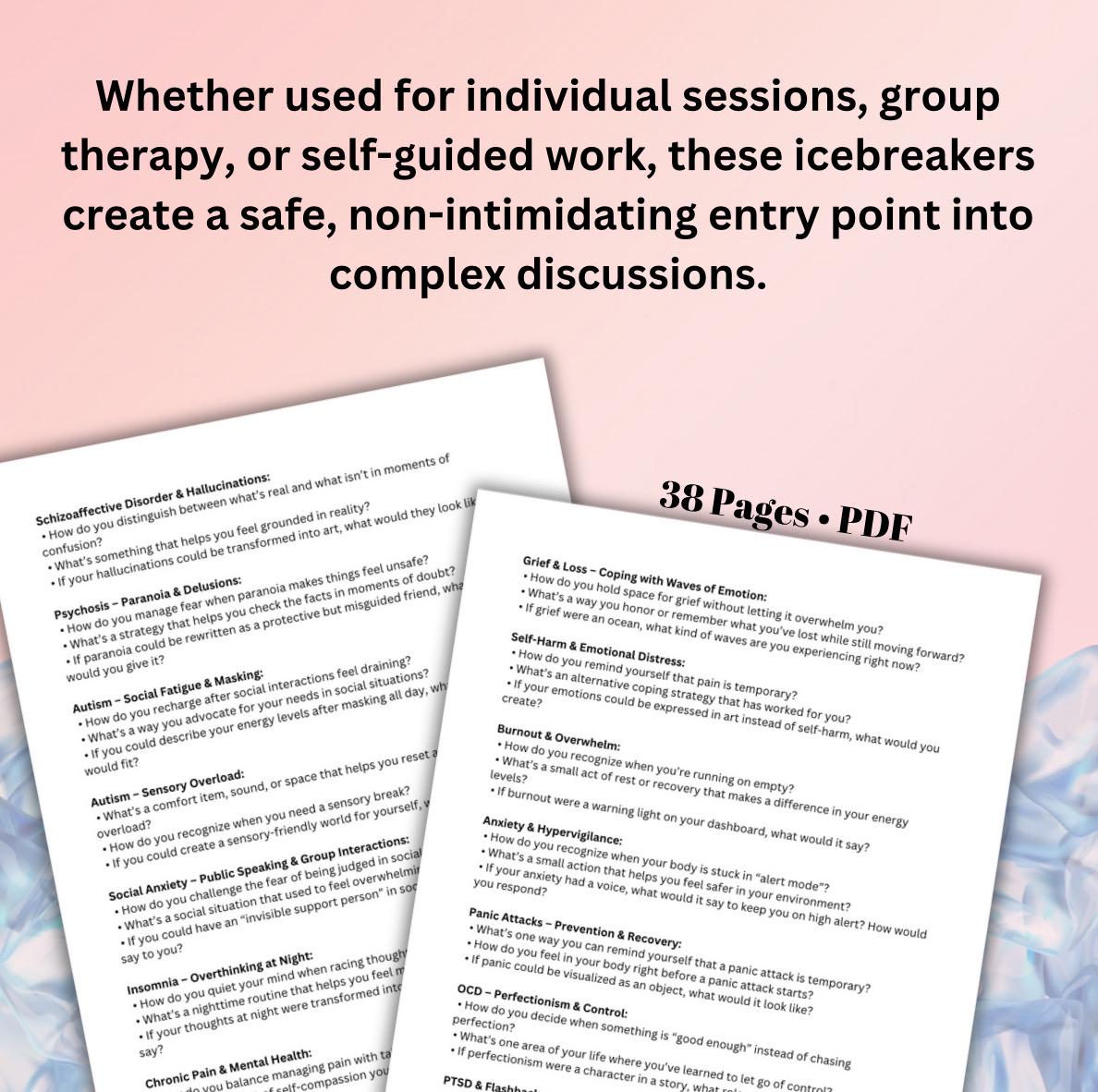 Therapy Icebreaker Prompts: Mental Health Conversation Starters (PDF)
