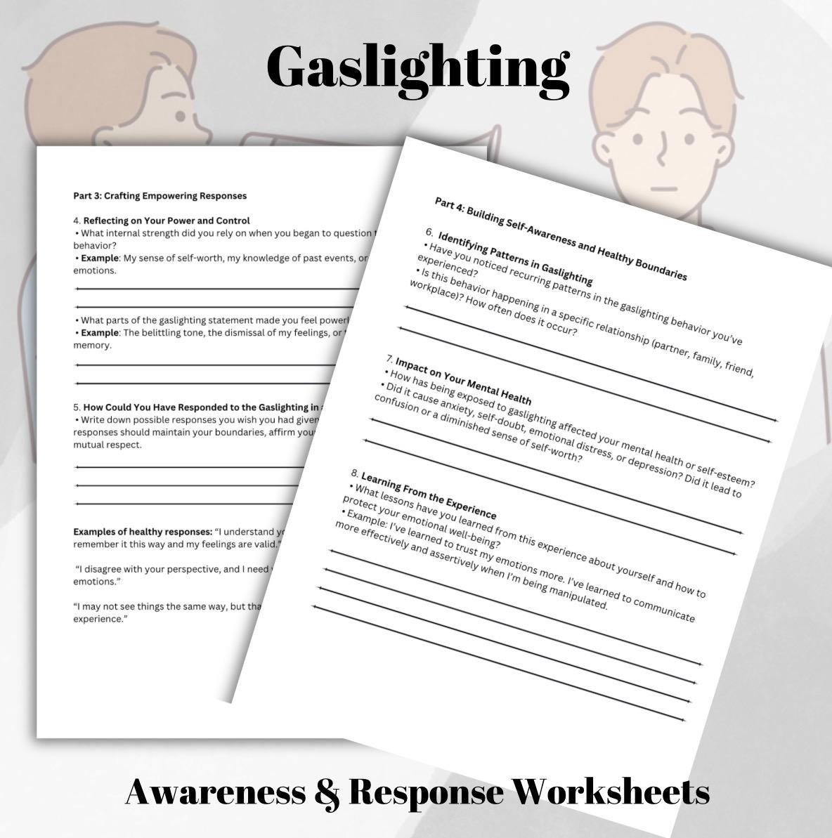 Gaslighting Worksheet Awareness and Responses Mental Health Challenging Relationships
