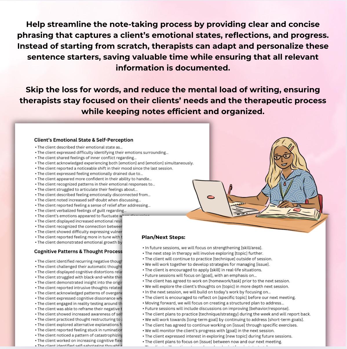 Therapy Progress Note Sentence Starters: Efficient Documentation (Digital Download)