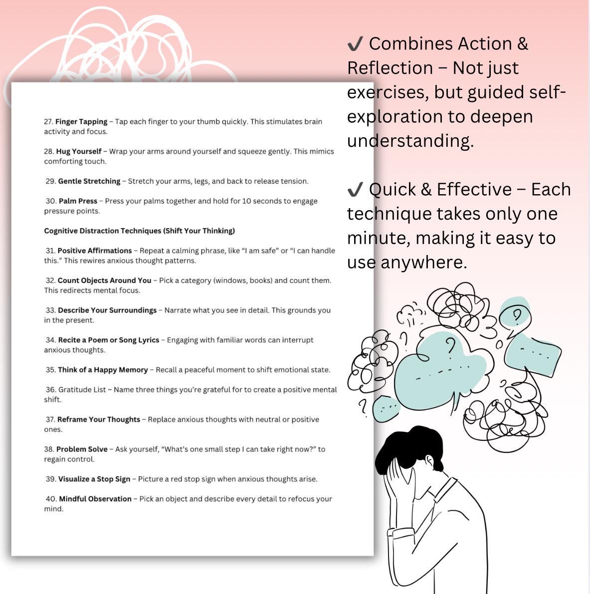 One Minute Anxiety Relief Anxious Toolbox Techniques for Coping with Anxiety Management Strategies Worksheet