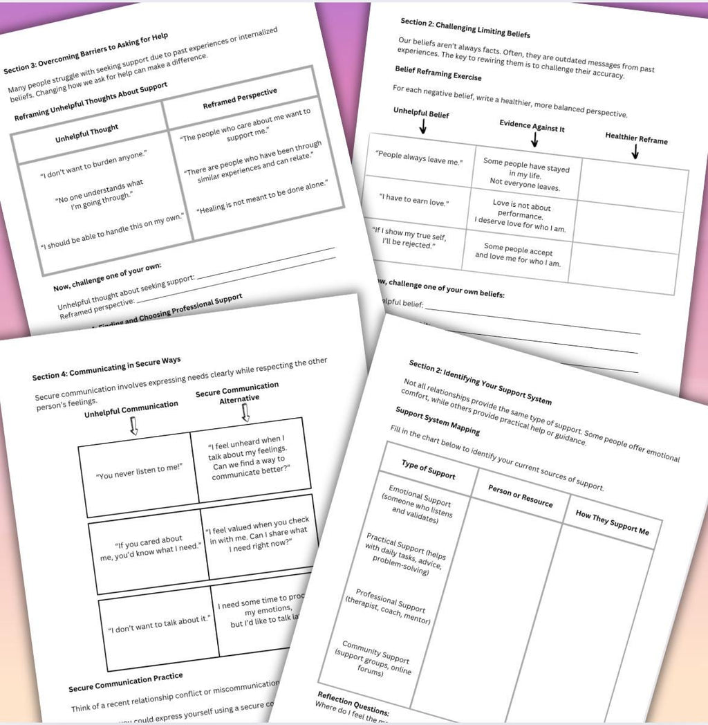 Healing Attachment Wounds Guided Workbook Trauma Recovery Secure Relationships Tool Therapy Session Worksheets