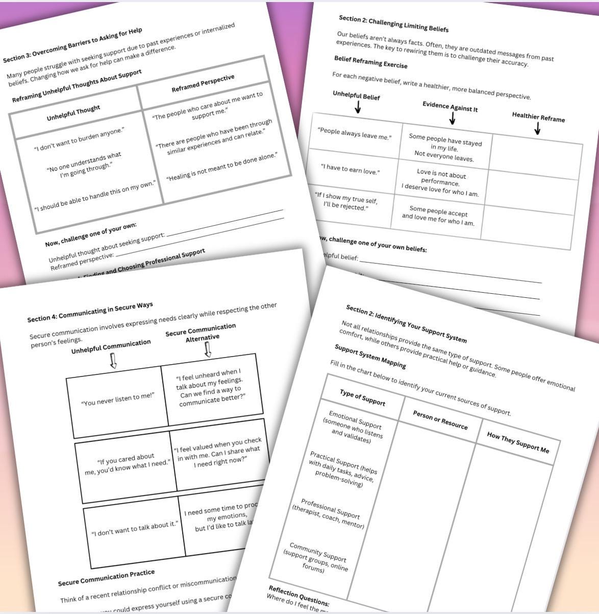 Healing Attachment Wounds Guided Workbook Trauma Recovery Secure Relationships Tool Therapy Session Worksheets