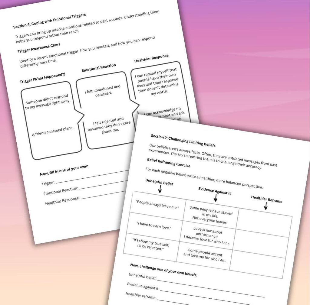 Healing Attachment Wounds Guided Workbook Trauma Recovery Secure Relationships Tool Therapy Session Worksheets