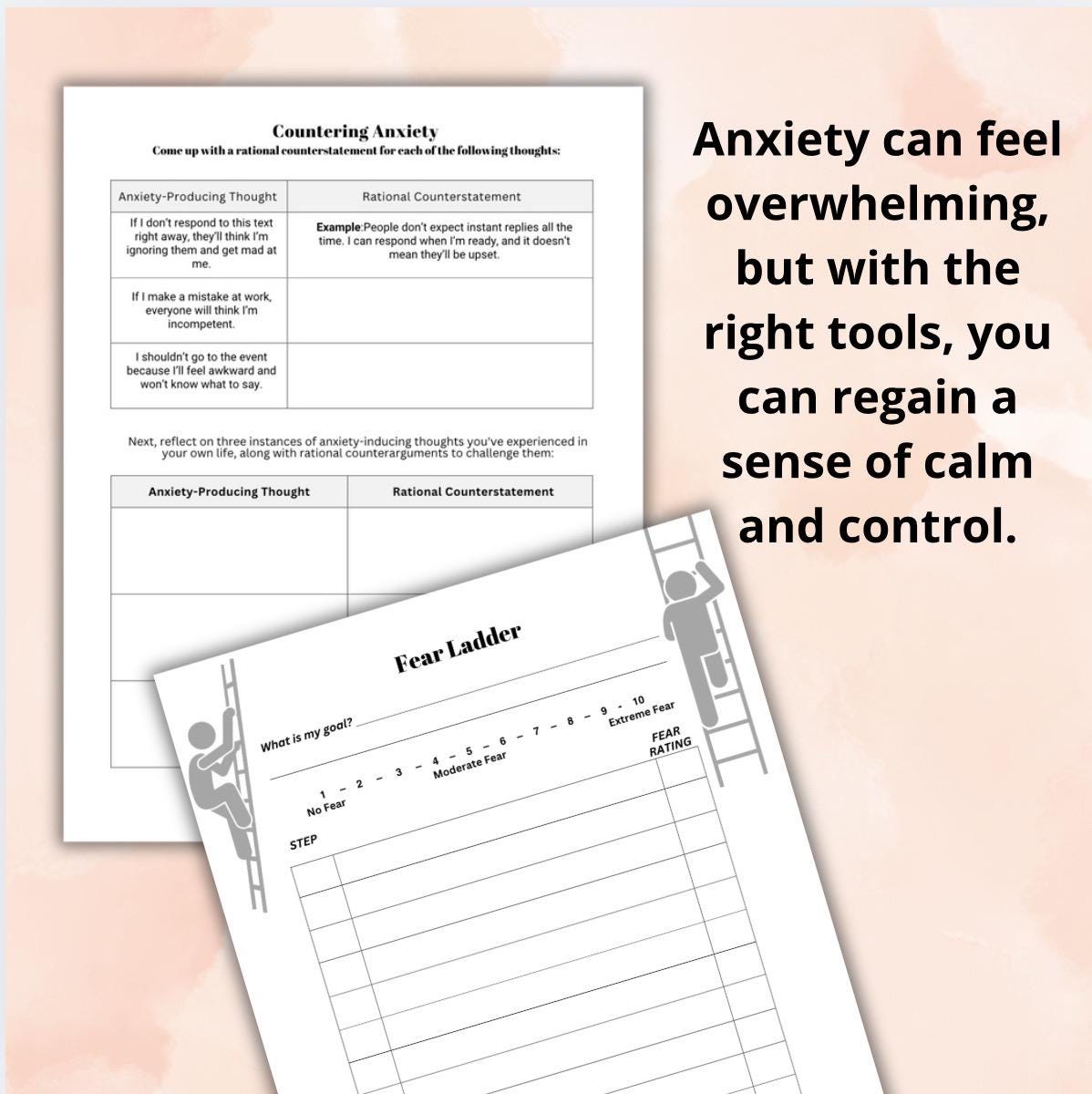 Anxiety Relief Workbook: Coping Skills, Calm Your Mind (Editable PDF)