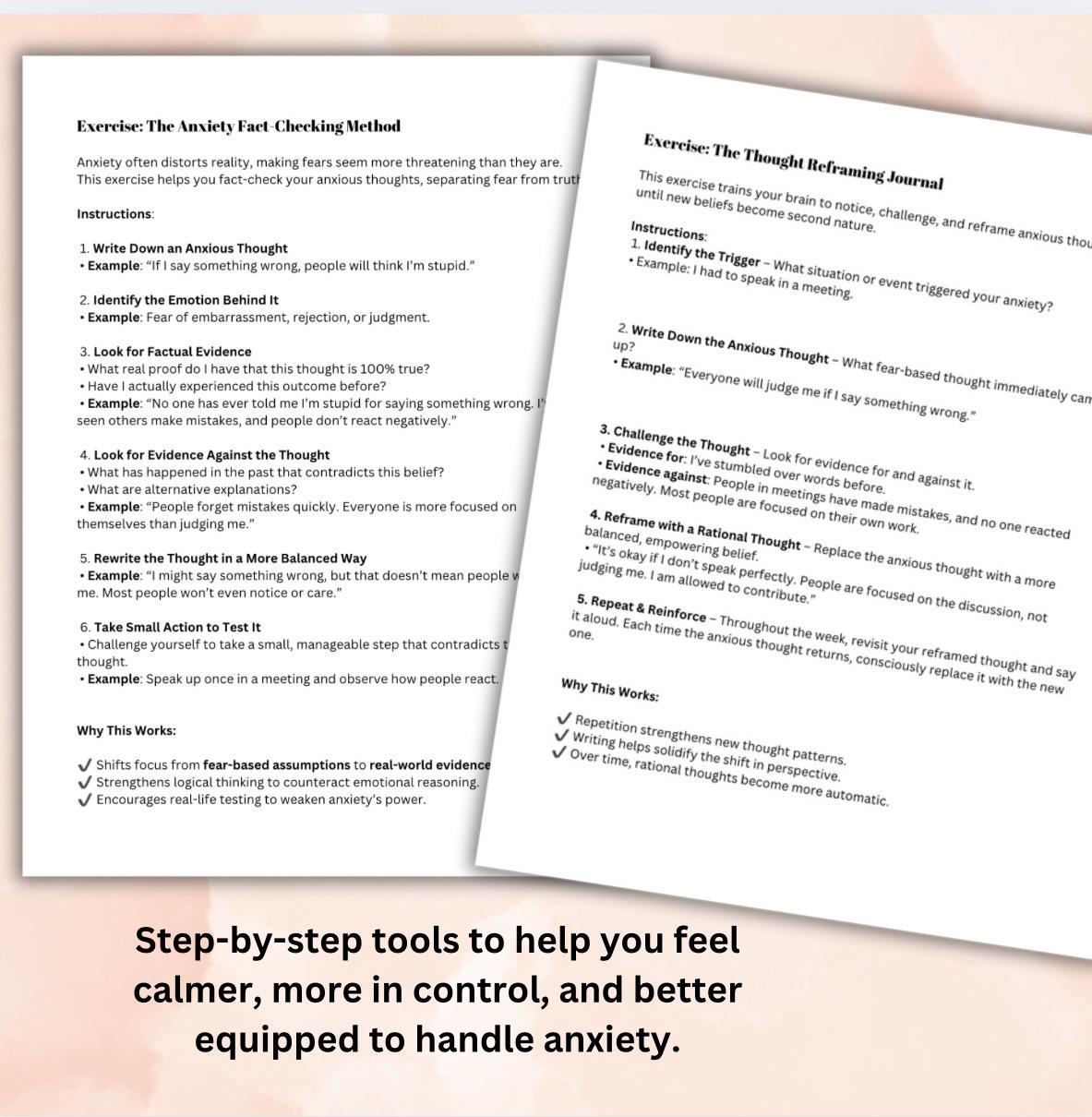 Anxiety Relief Workbook: Coping Skills, Calm Your Mind (Editable PDF)