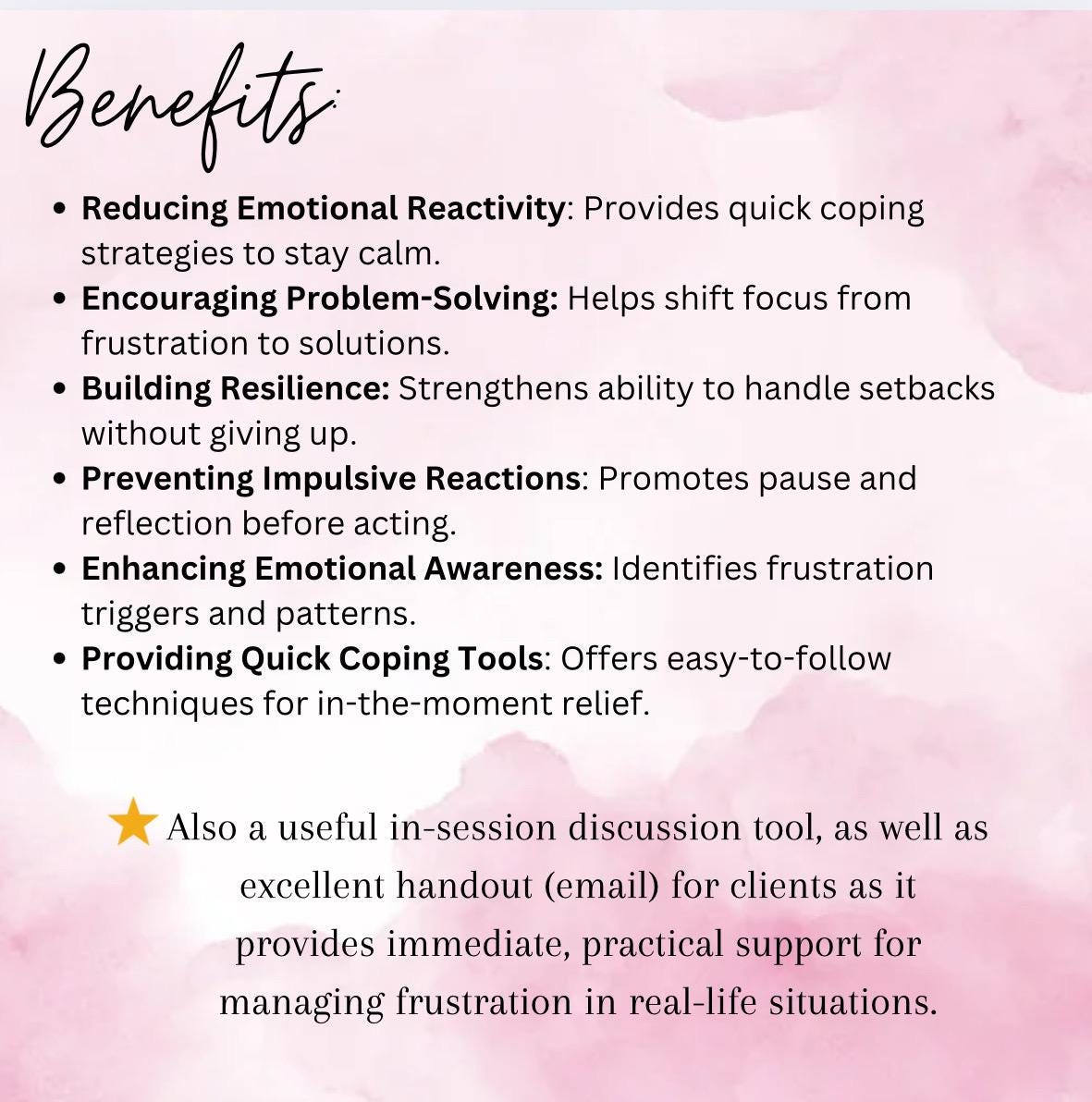 Resolve Frustration Tolerance Building Patience Therapy Handout daily Reminder Healthy Practices