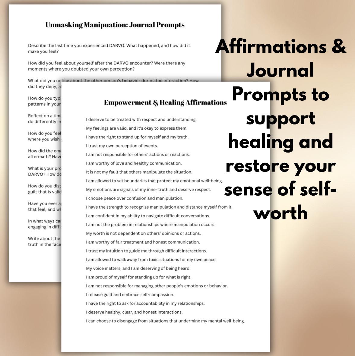 Healing Through DARVO Workbook for Survivors of Emotional Manipulation Breaking the Cycle Toxic Relationships