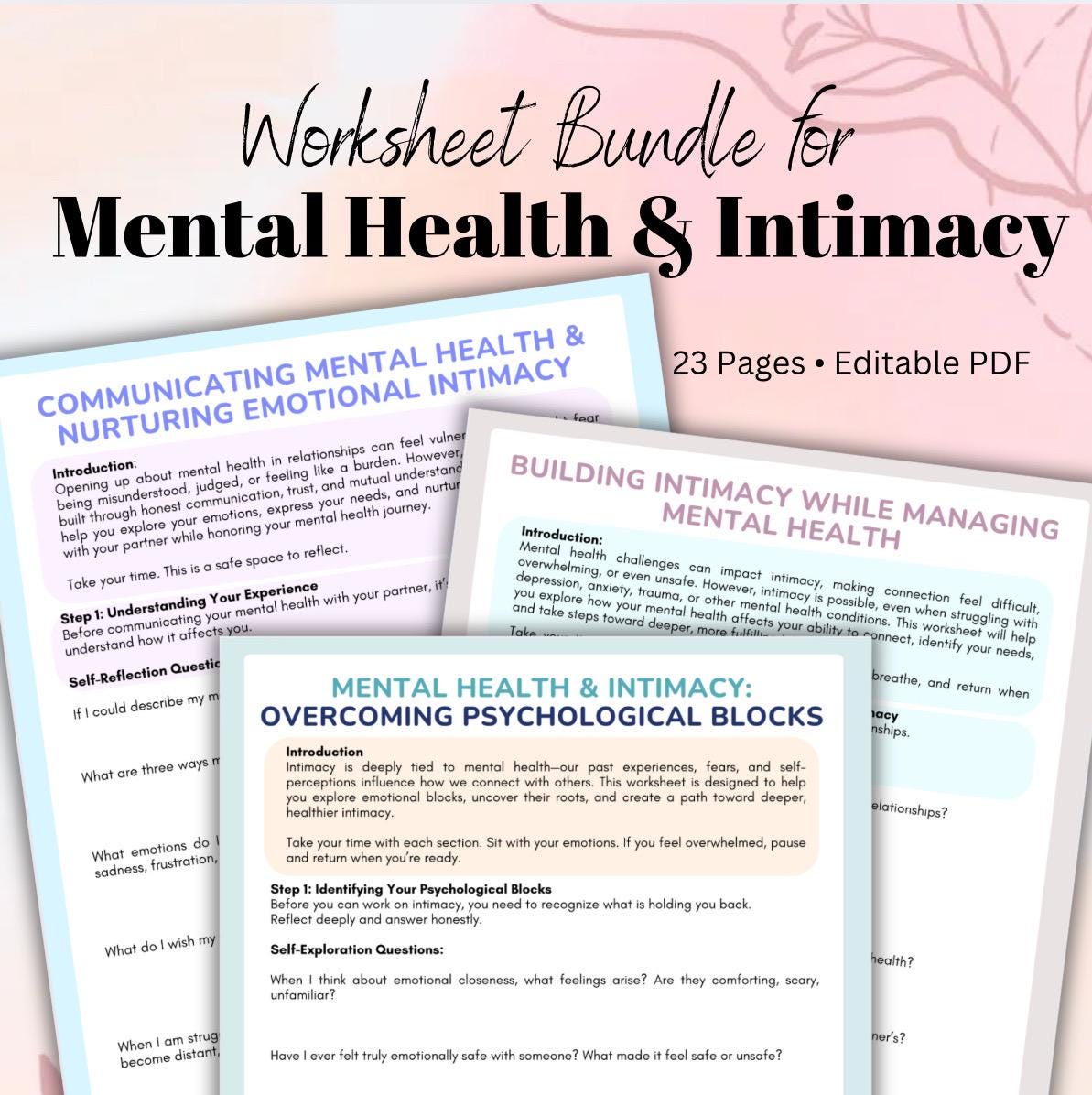 Intimacy and Mental Health Worksheet Bundle Strengthening Relationships Through Communication Pschological Blocks Building Connection