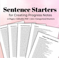 Therapy Progress Note Sentence Starters: Efficient Documentation (Digital Download)