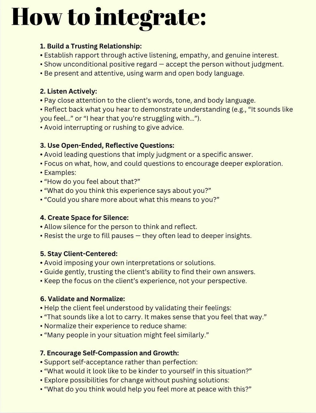 Person-Centered Therapy Questions, Self-Reflection Toolkit (PDF Download)
