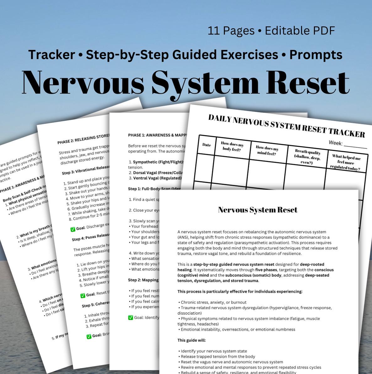 Nervous System Reset Guide: Somatic Healing, Trauma Release (Editable PDF)