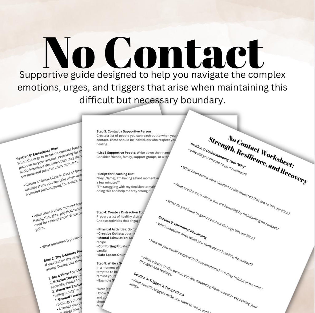No Contact Survival Worksheets Emotional Resilience Recovery and Self Love
