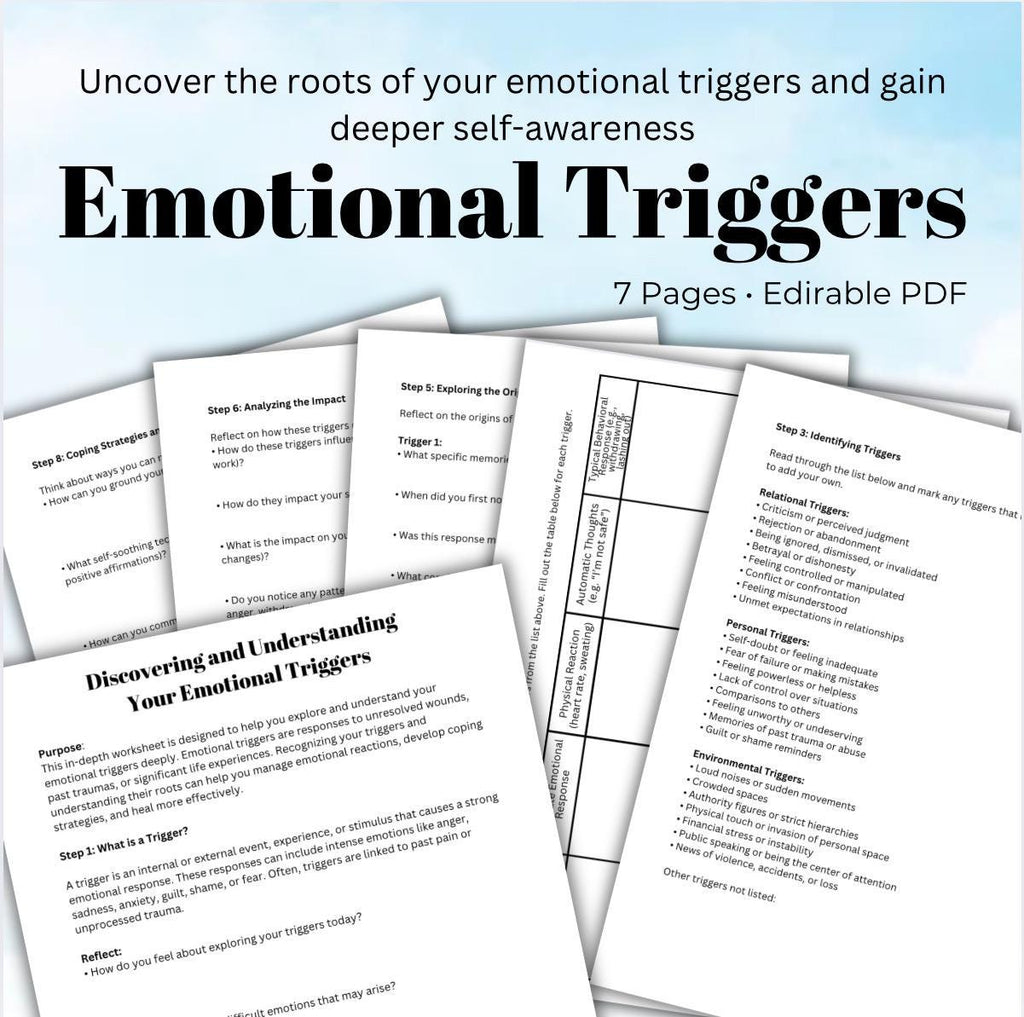 Uncovering Your Emotional Triggers A Guided Self-Reflection Worksheet Self Discovery Exercise