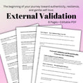 Authenticity Self-Validation Workbook External Validation Mental Health Digital Worksheet  Exercises for Self-Love & Personal Growth