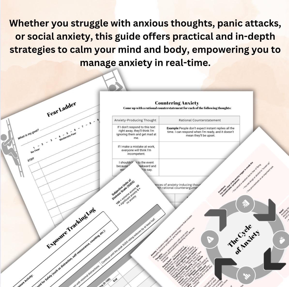 Anxiety Relief Workbook: Coping Skills, Calm Your Mind (Editable PDF)