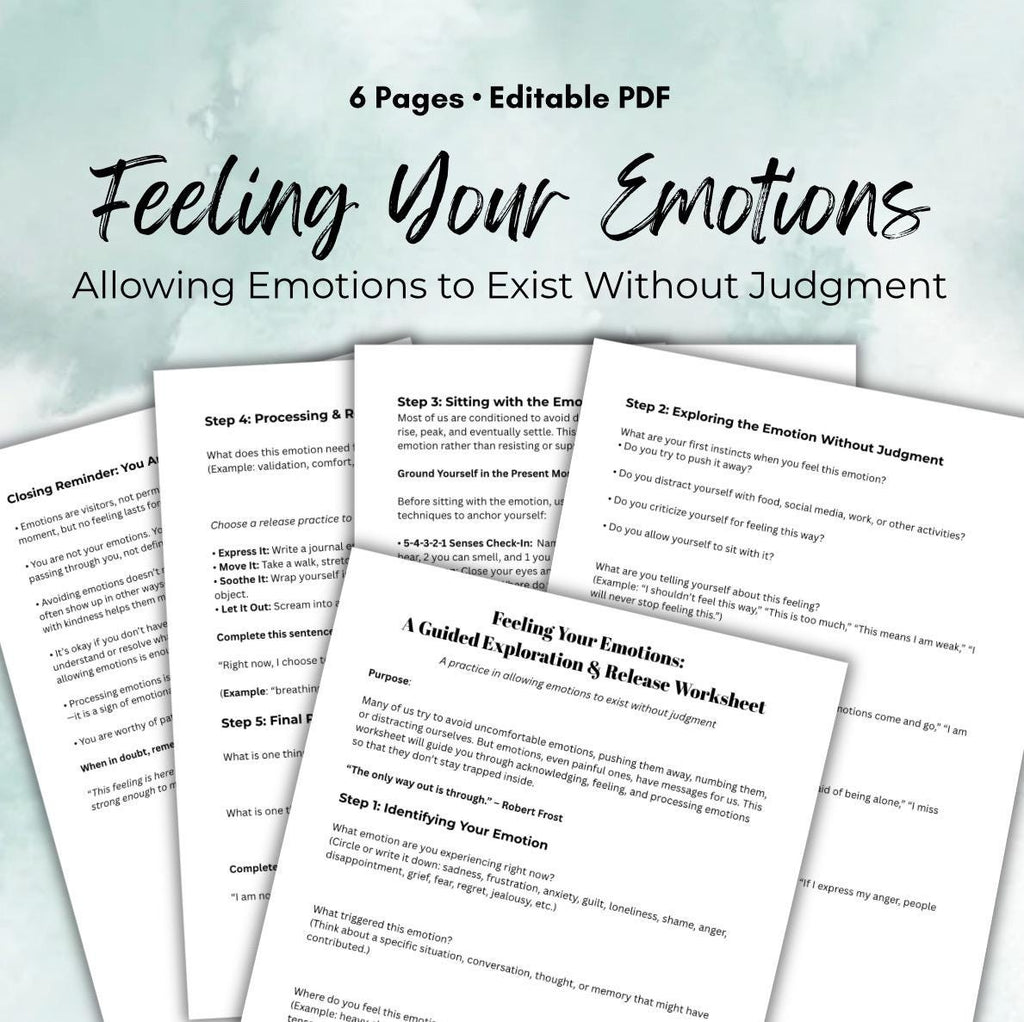 Feeling Your Emotions A Guided Exploration & Release Worksheet Emotional Healing Activity