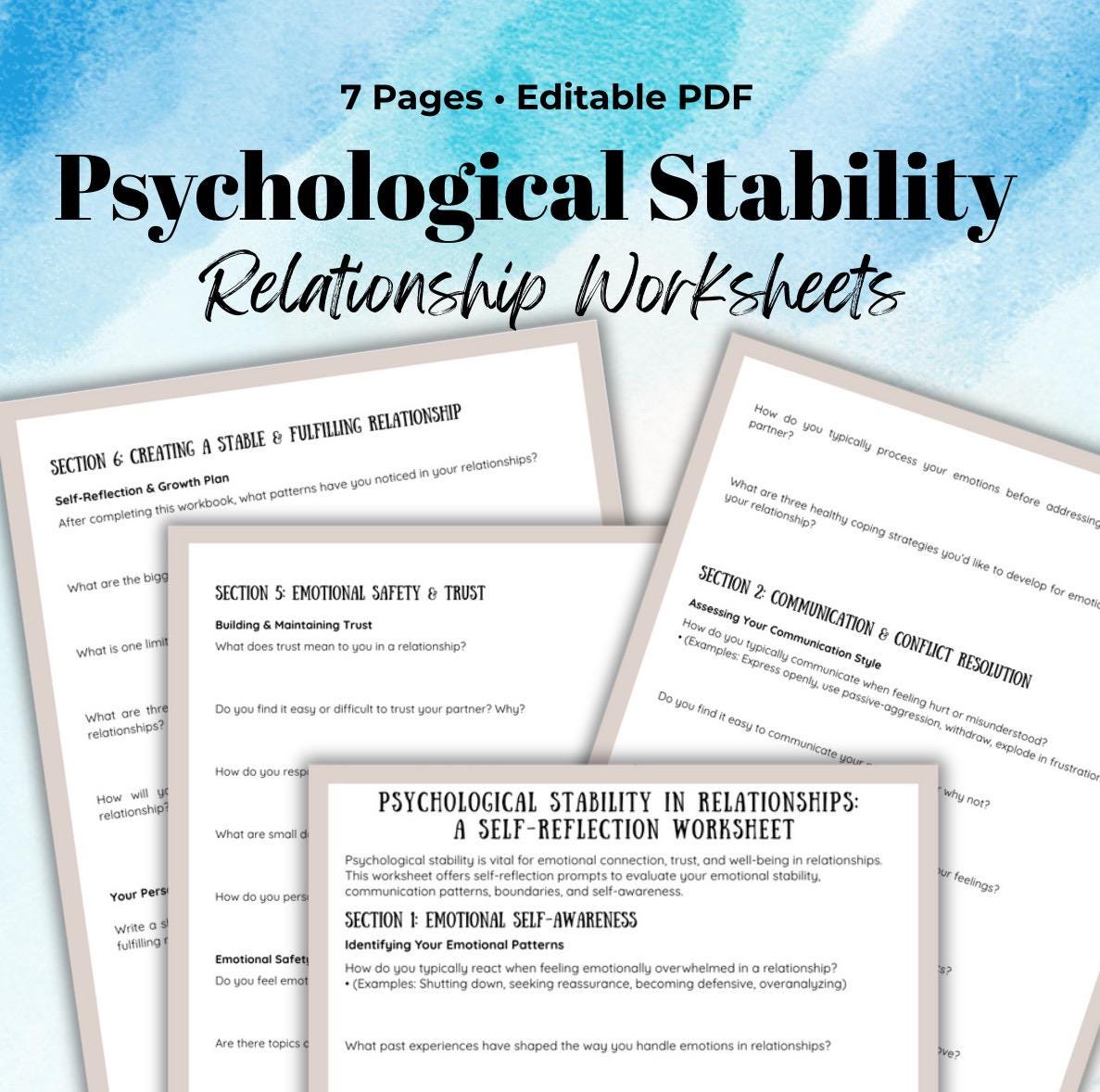 Psychological Stability in Relationships Worksheet Self Reflection Boundaries & Communication