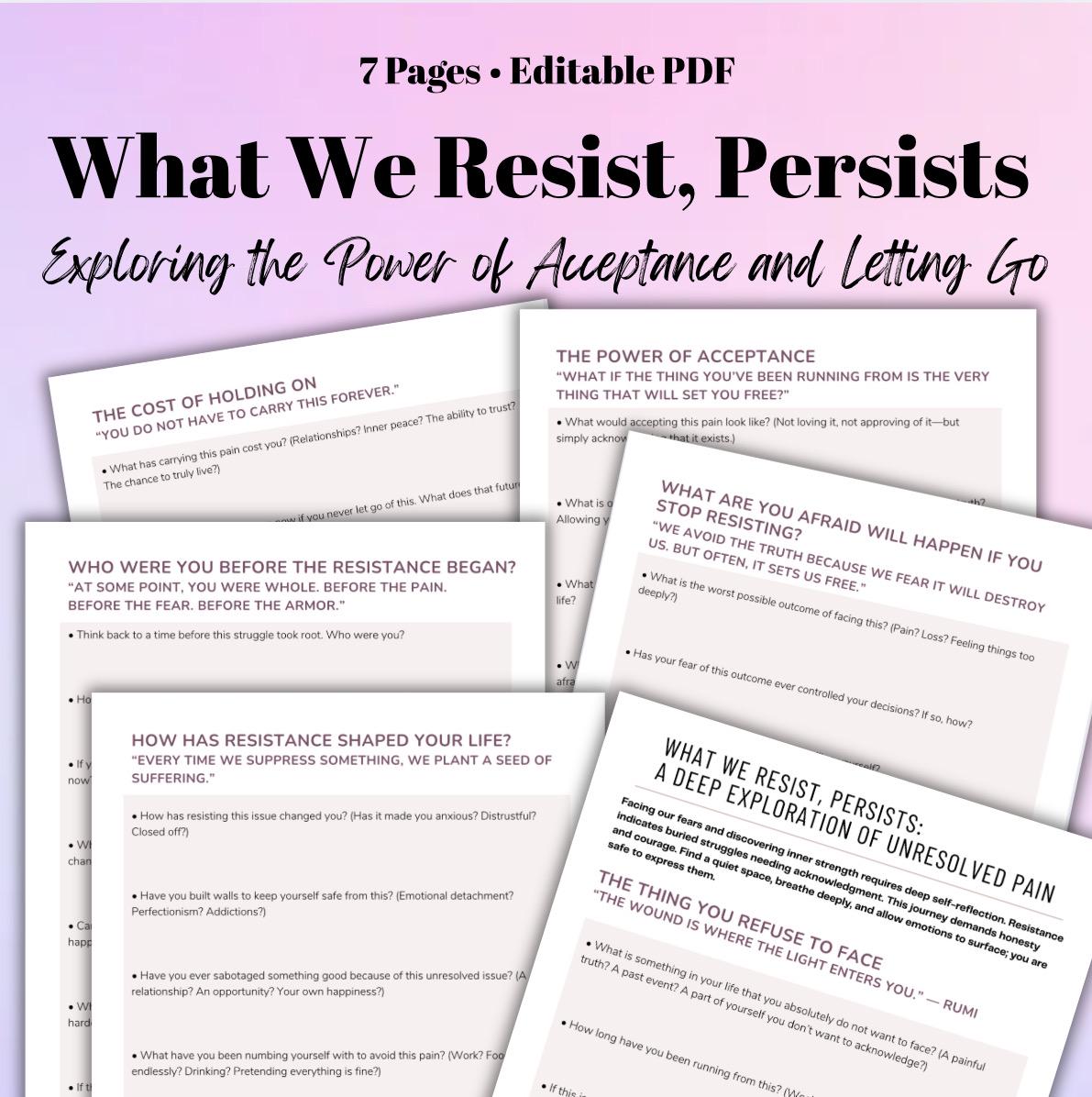 Self-Reflection Worksheet: Shadow Work, Emotional Healing (Editable PDF)
