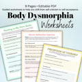 Body Dysmorphia Recovery Workbook: Self-Esteem & Healing (Editable PDF)