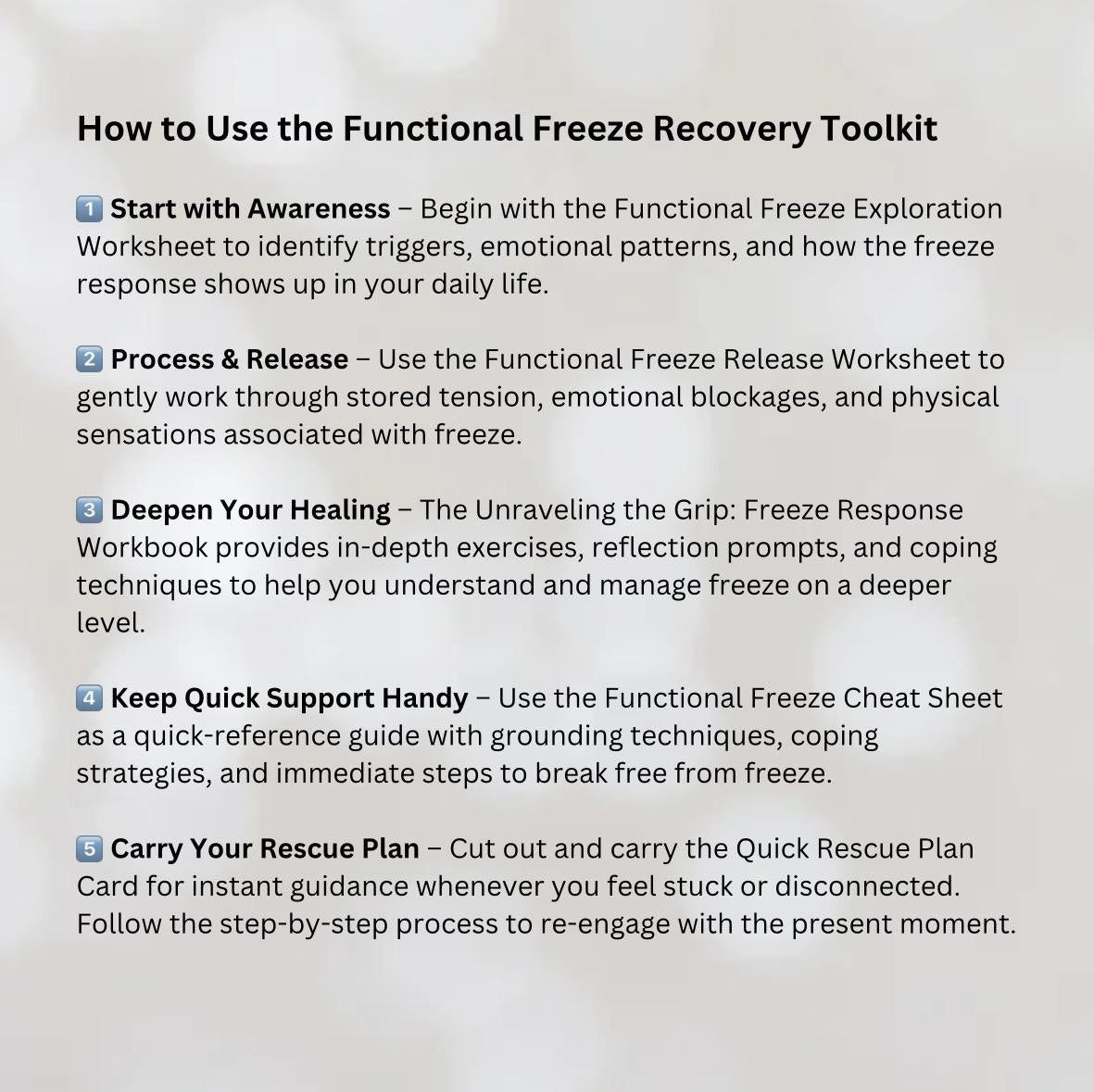 Freeze Response Recovery Toolkit, Trauma Healing Worksheets (Digital Download PDF)