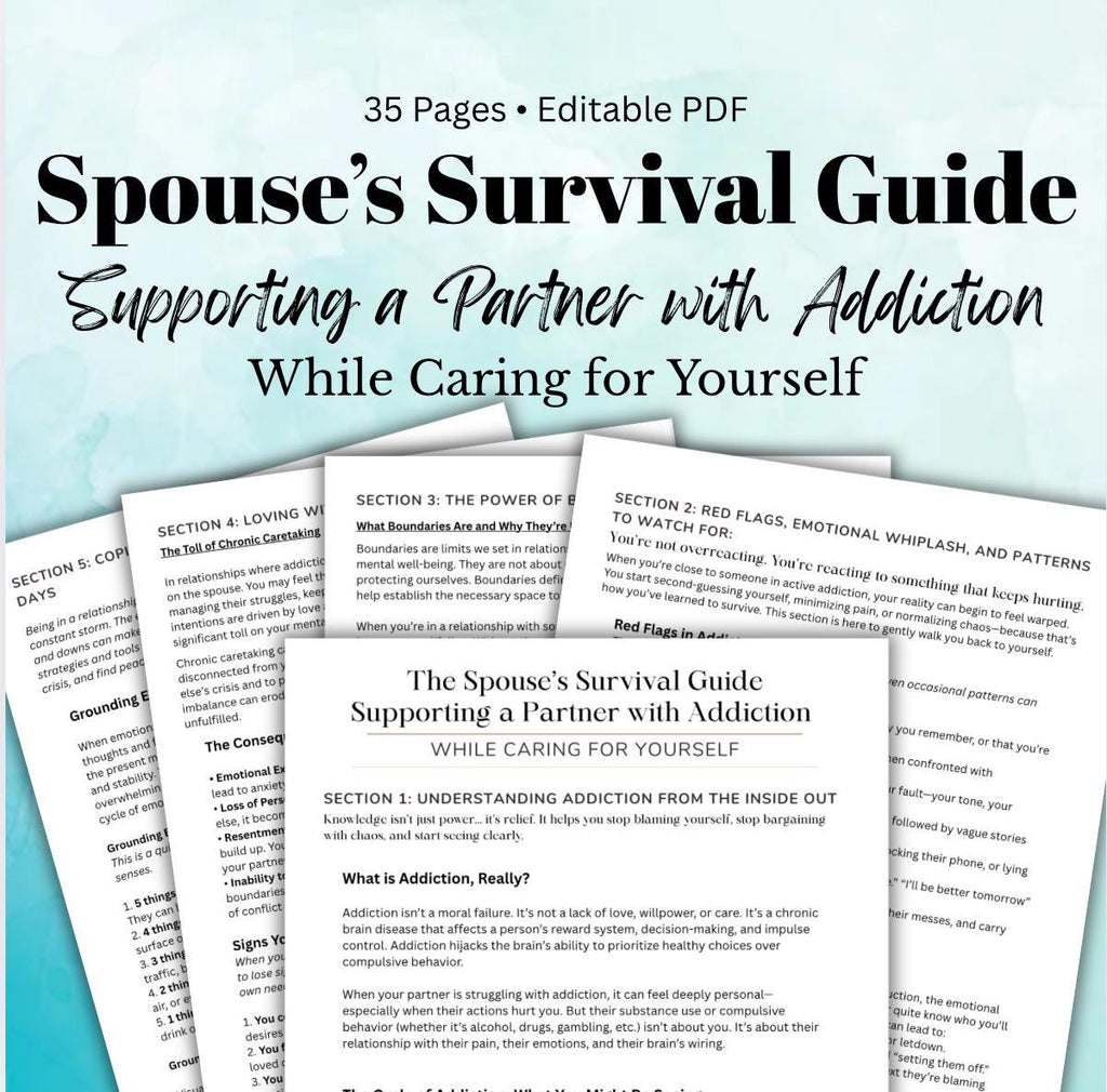 Spouse Support for Addiction Worksheets for Boundaries, Healing, Coping (PDF)