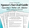 Spouse Support for Addiction Worksheets for Boundaries, Healing, Coping (PDF)
