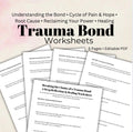 Trauma Bond Healing Worksheet Break Free from Toxic Relationships Self-Reflection & Emotional Recovery Printable