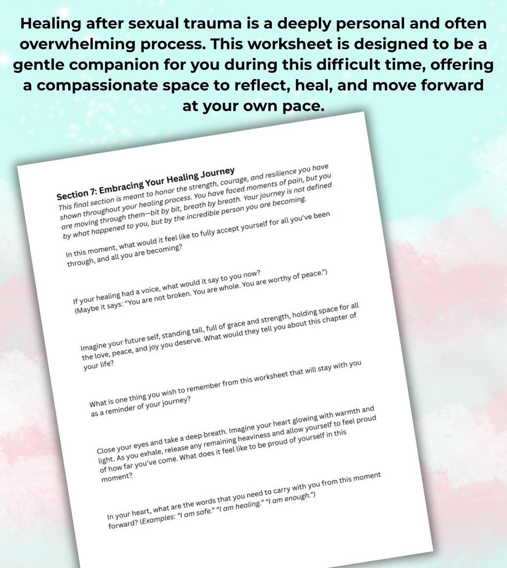 Sexual Trauma Worksheets Survivors Path to Healing Gental Prompts Emotional Exploration Healing Journey